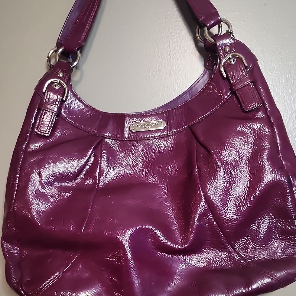 Coach Purple Leather Shoulder Bag